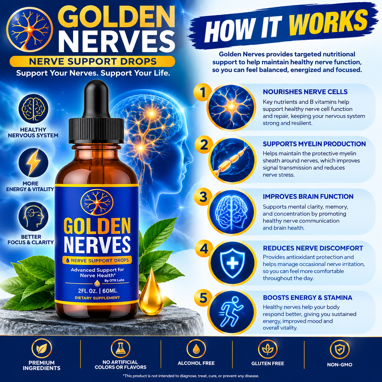 How Golden Nerves works: cell protection, nerve calming, overall wellness